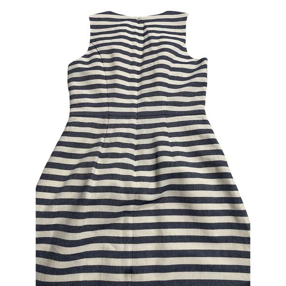 J. Crew Sheath Dress Striped Pleated Sleeveless Womens Size 4 Navy White - Picture 7 of 10
